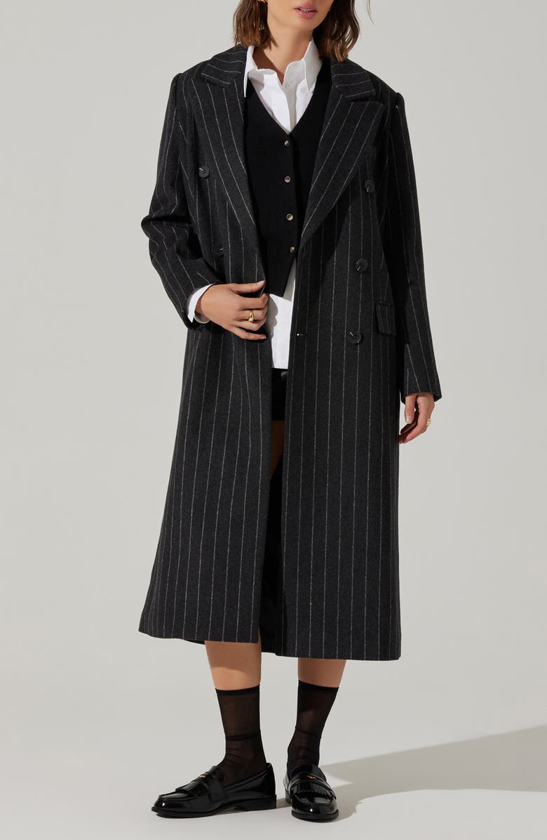 ASTR the Label Morana Pinstripe Double Breasted Coat, Main, color, 