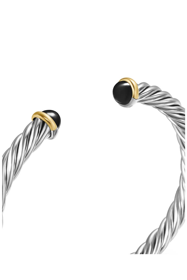 Cable Cuff Bracelet in Sterling Silver with 14K Yellow Gold, 6mm, Alternate, color, SILVER/ GOLD/ BLACK ONYX