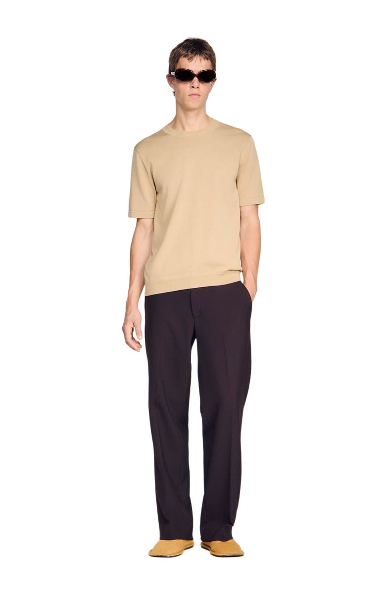 SANDRO Knitted T-shirt, Alternate, color, Cappucino