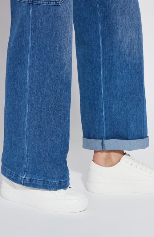 Lyssé Scout High Rise Cuffed Cargo Jeans In Mid Wash In Midwash