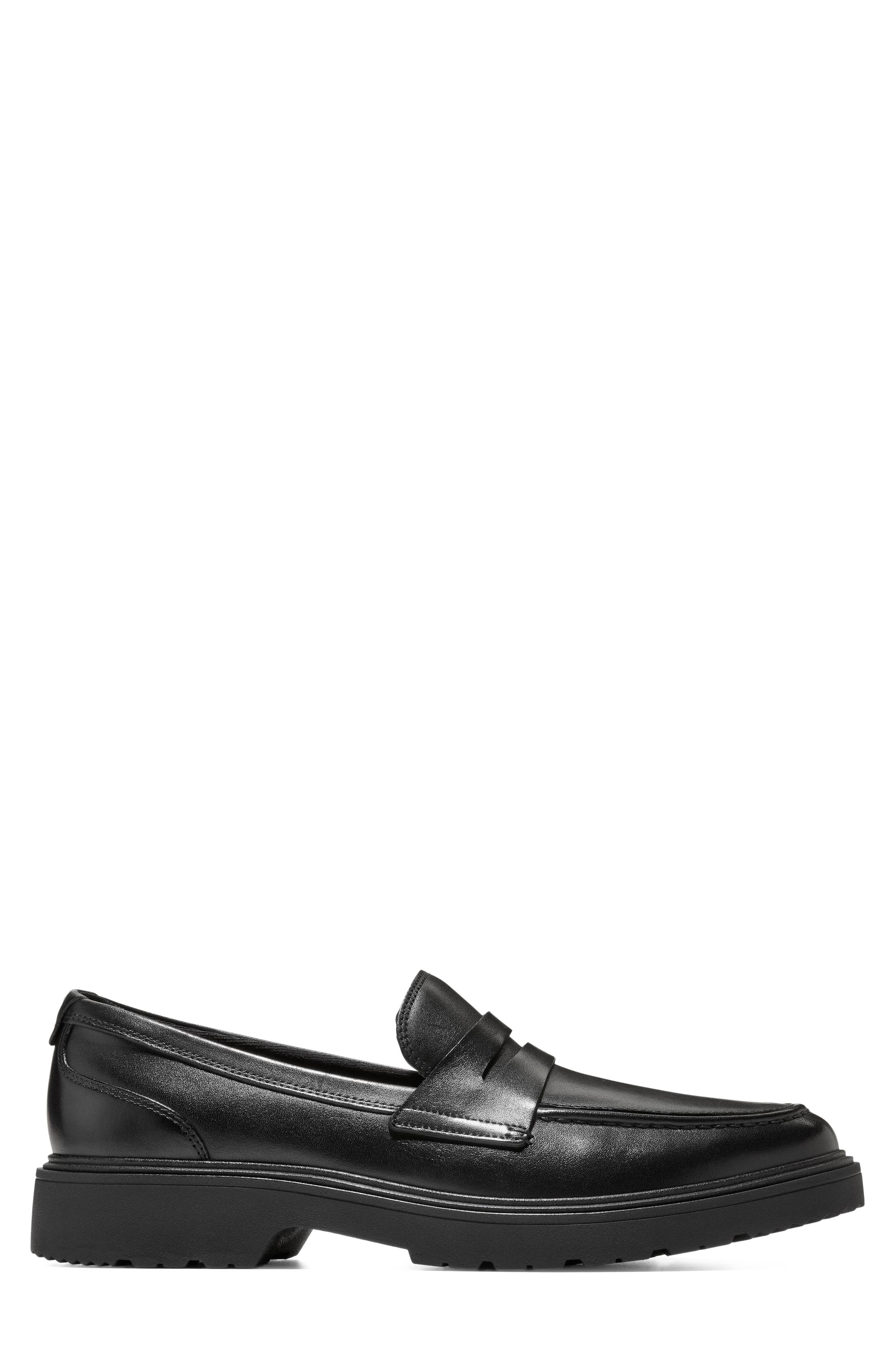 Vestry Grand Lug Sole Penny Loafer, Alternate, color, BLACK / BLACK