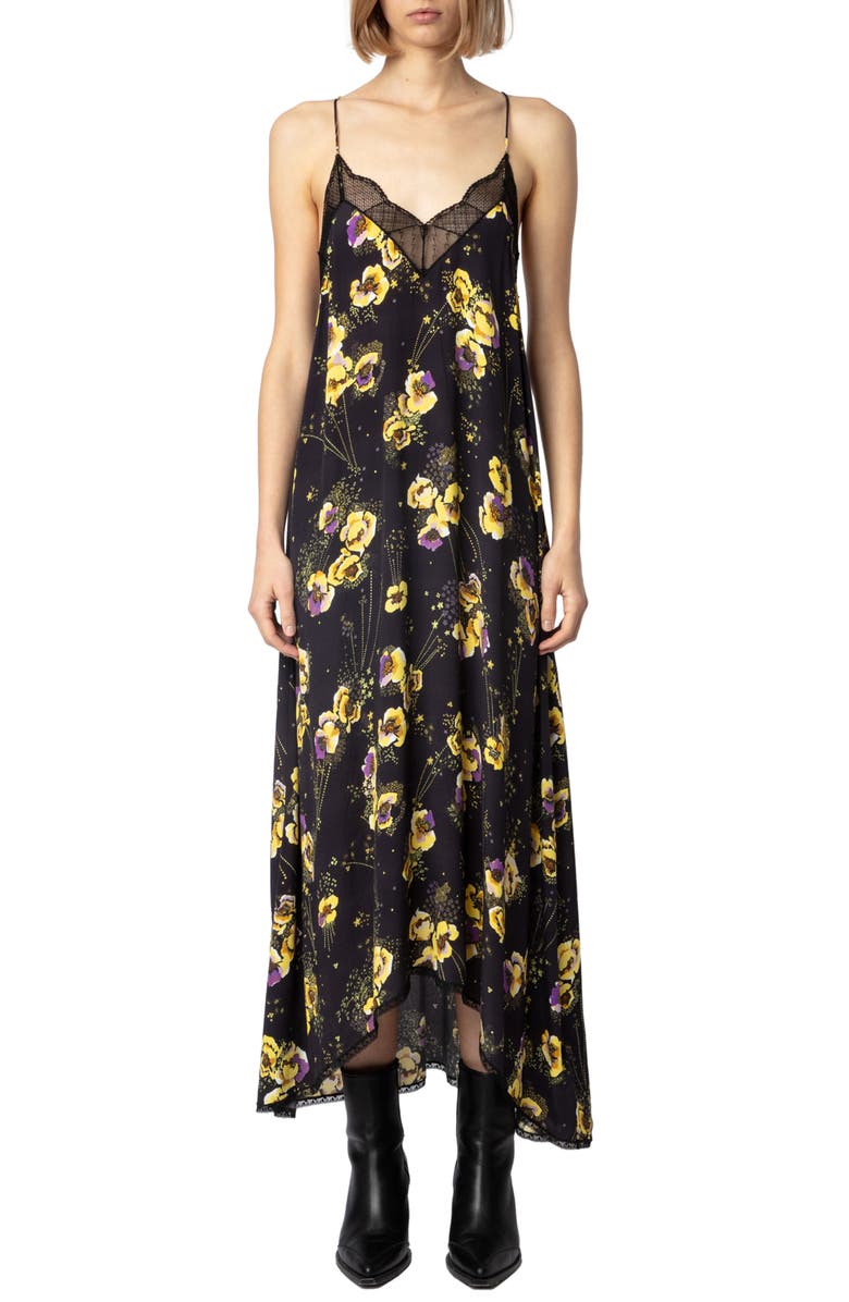 Zadig & Voltaire Risty Yoko Floral Crepe Slipdress, Main, color, 
