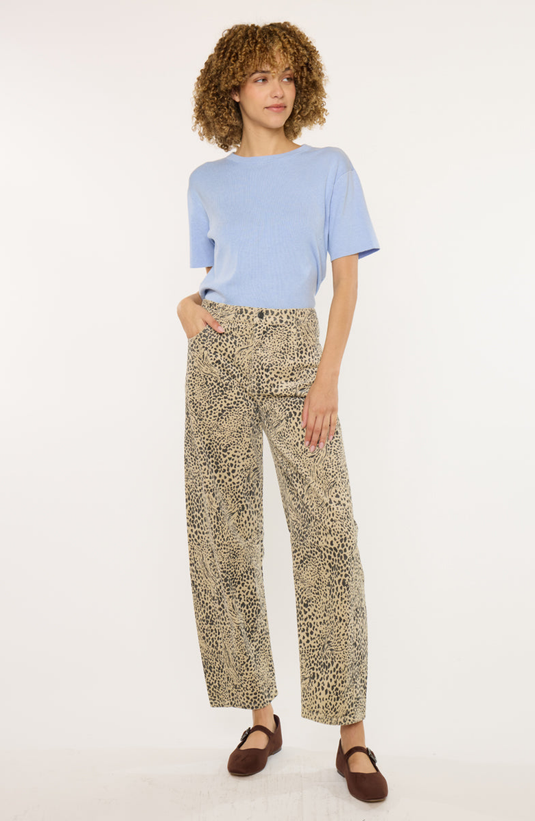 KanCan Lydia Low Slung Barrel Jeans, Alternate, color, Leopard Print