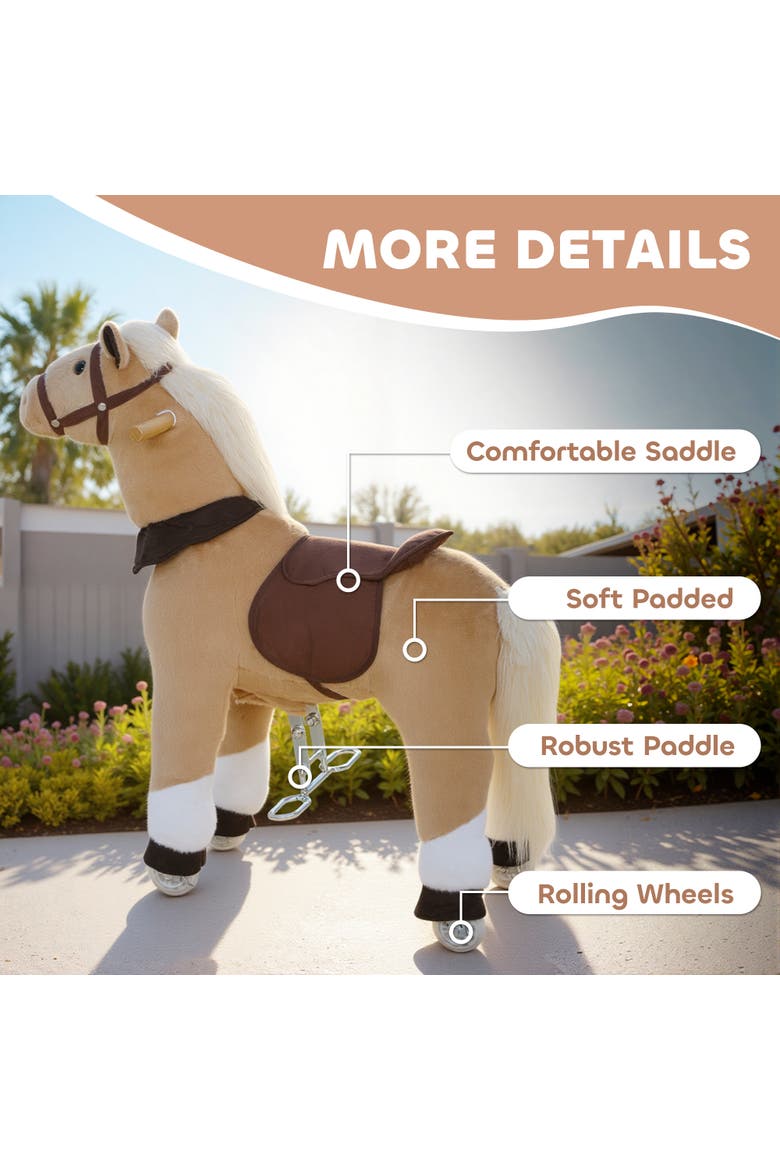 Ride on Horse for Kids Plush Riding Pony Walking Horse Animal with Rolling Wheels for Active Play, Alternate, color, Brown