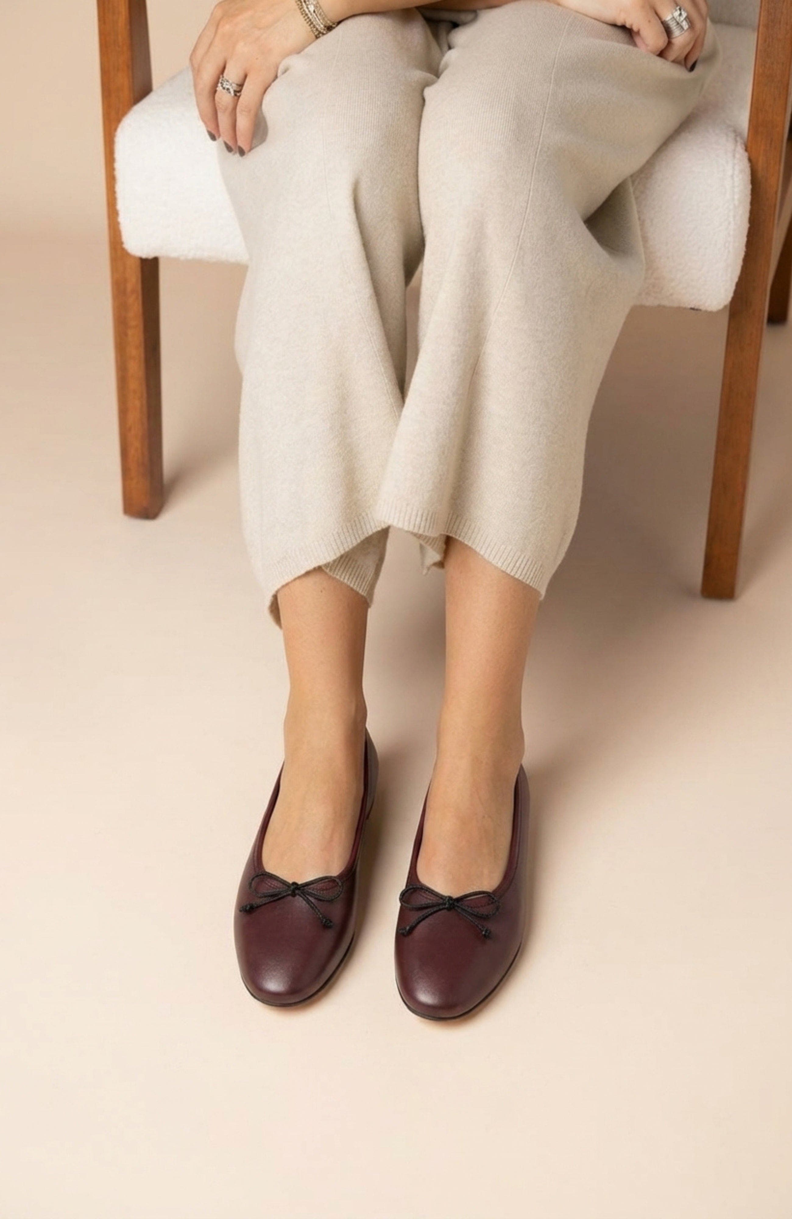 Amelie Leather Ballet Flat, Alternate, color, Wine
