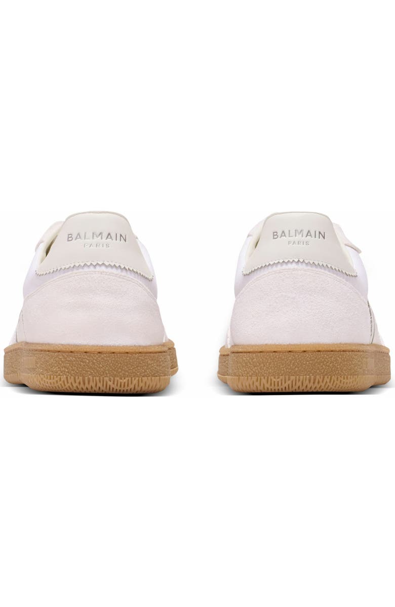 Balmain Leather And Canvas Balmain Swan Trainers, Alternate, color, White