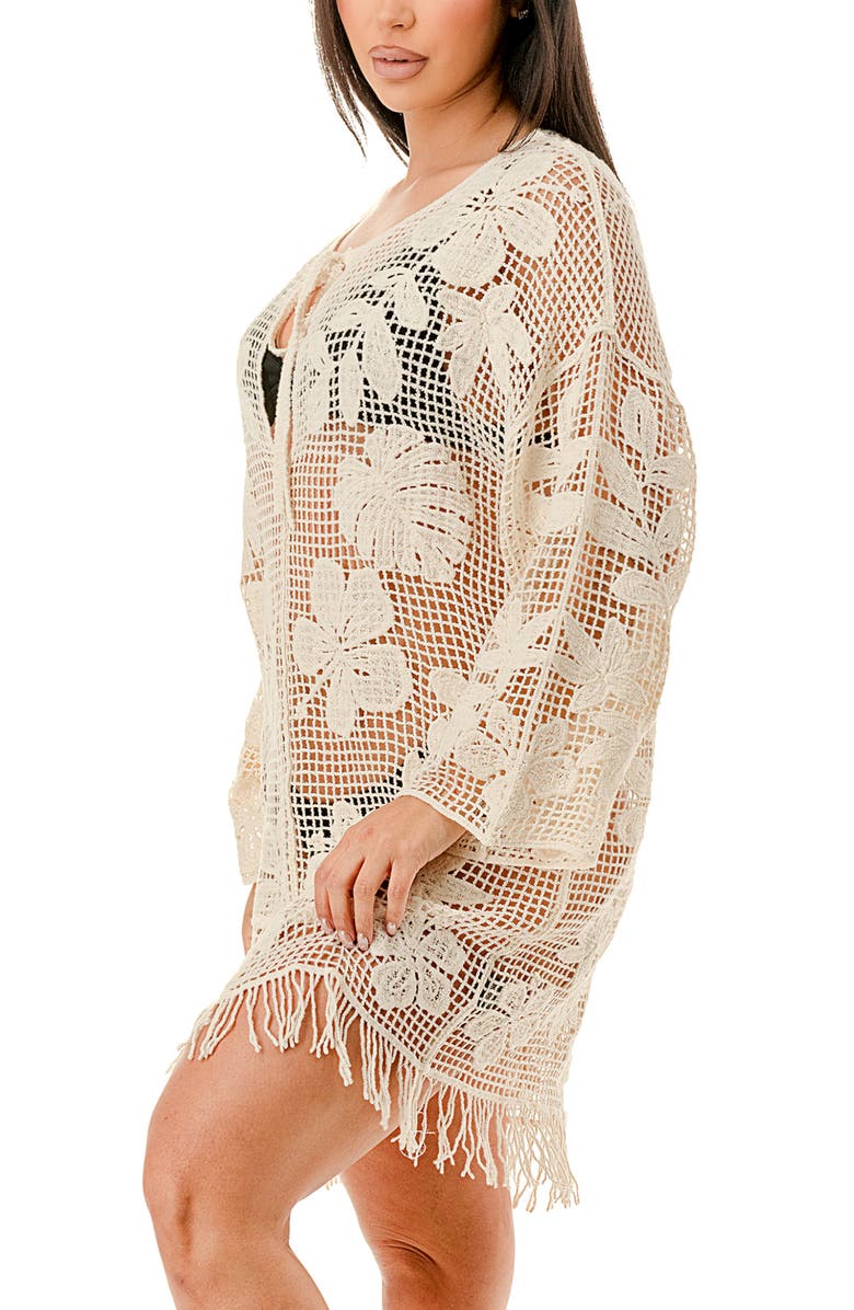 MARCUS ADLER Open Knit Cotton Cover-Up Dress, Alternate, color, Cream