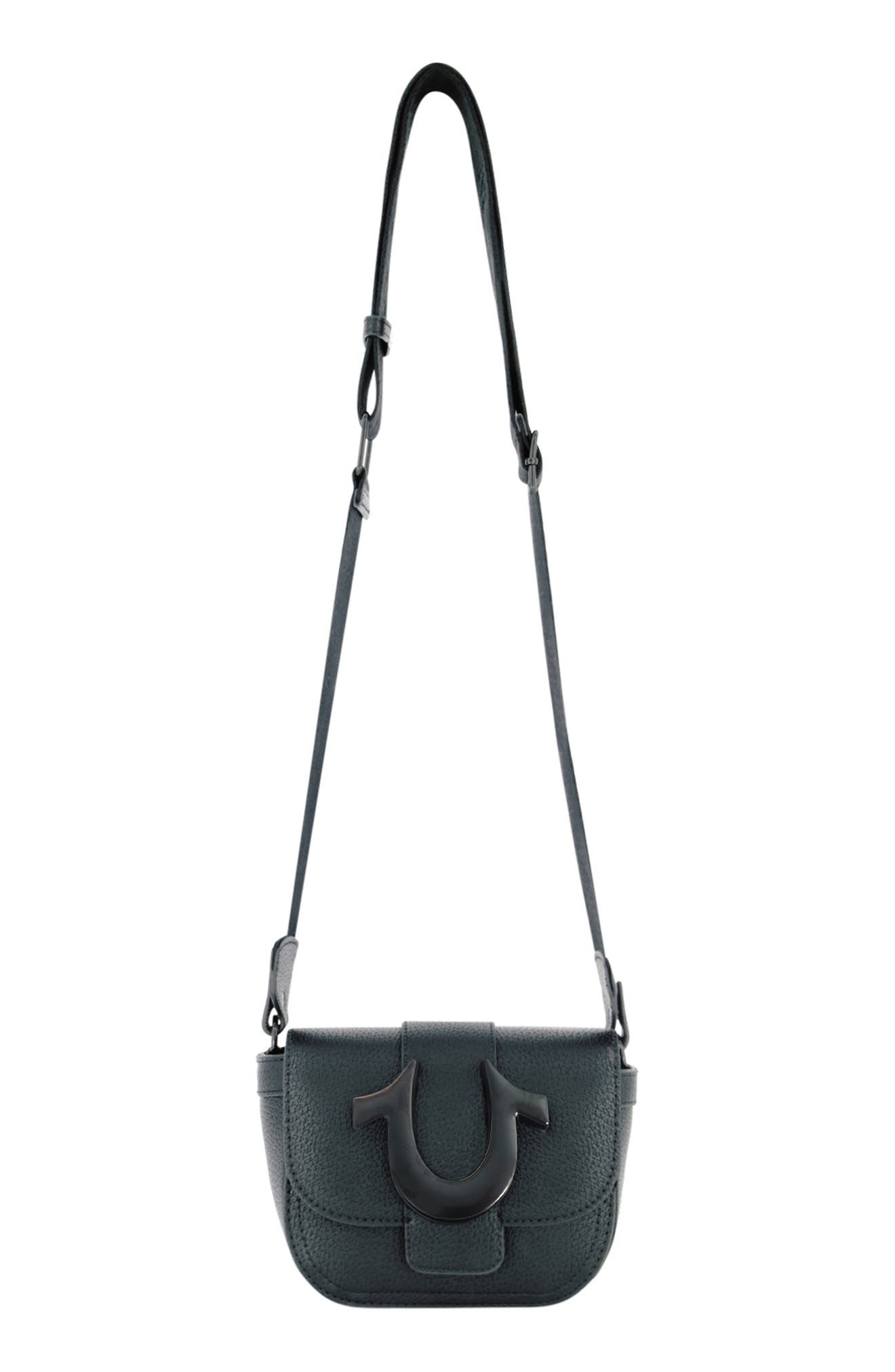 True Religion Horseshoe Mini Flap Crossbody Bag, Alternate, color, Black