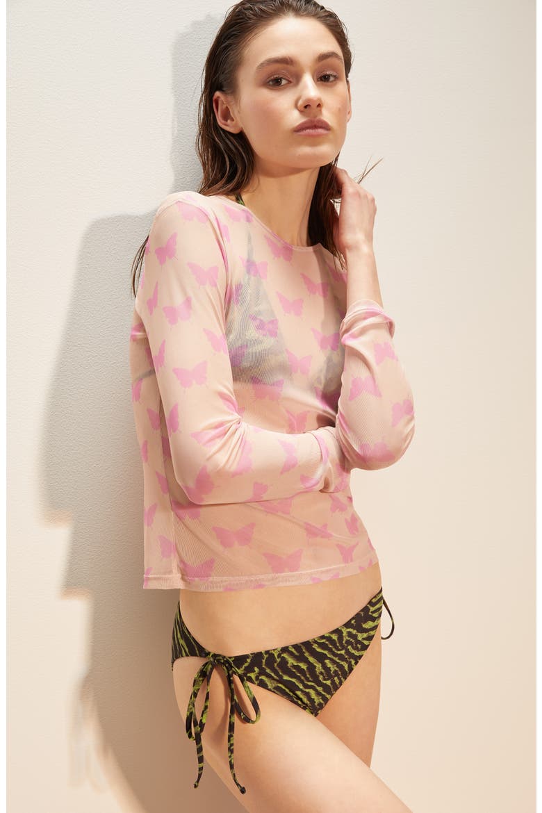 Tiger Print Triangle Bikini Top, Alternate, color, LIME TIGER