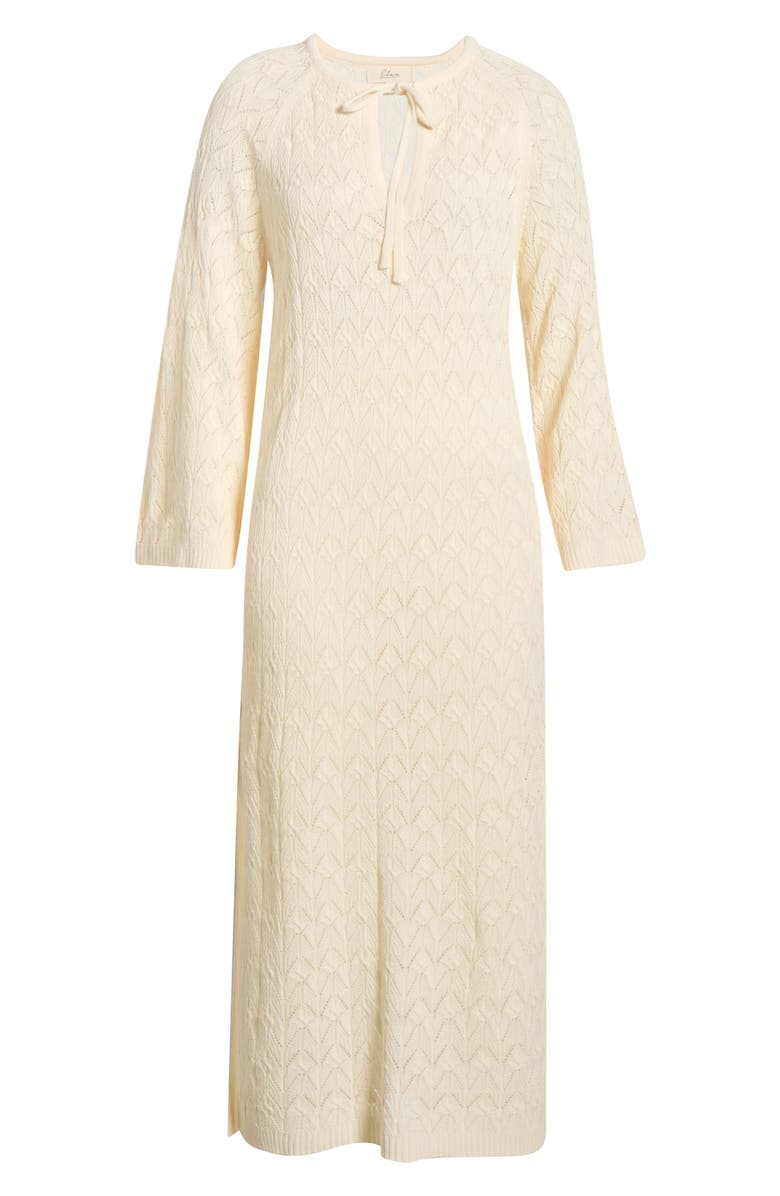 Elan Pointelle Cover-Up Midi Sweater Dress, Alternate, color, Natural