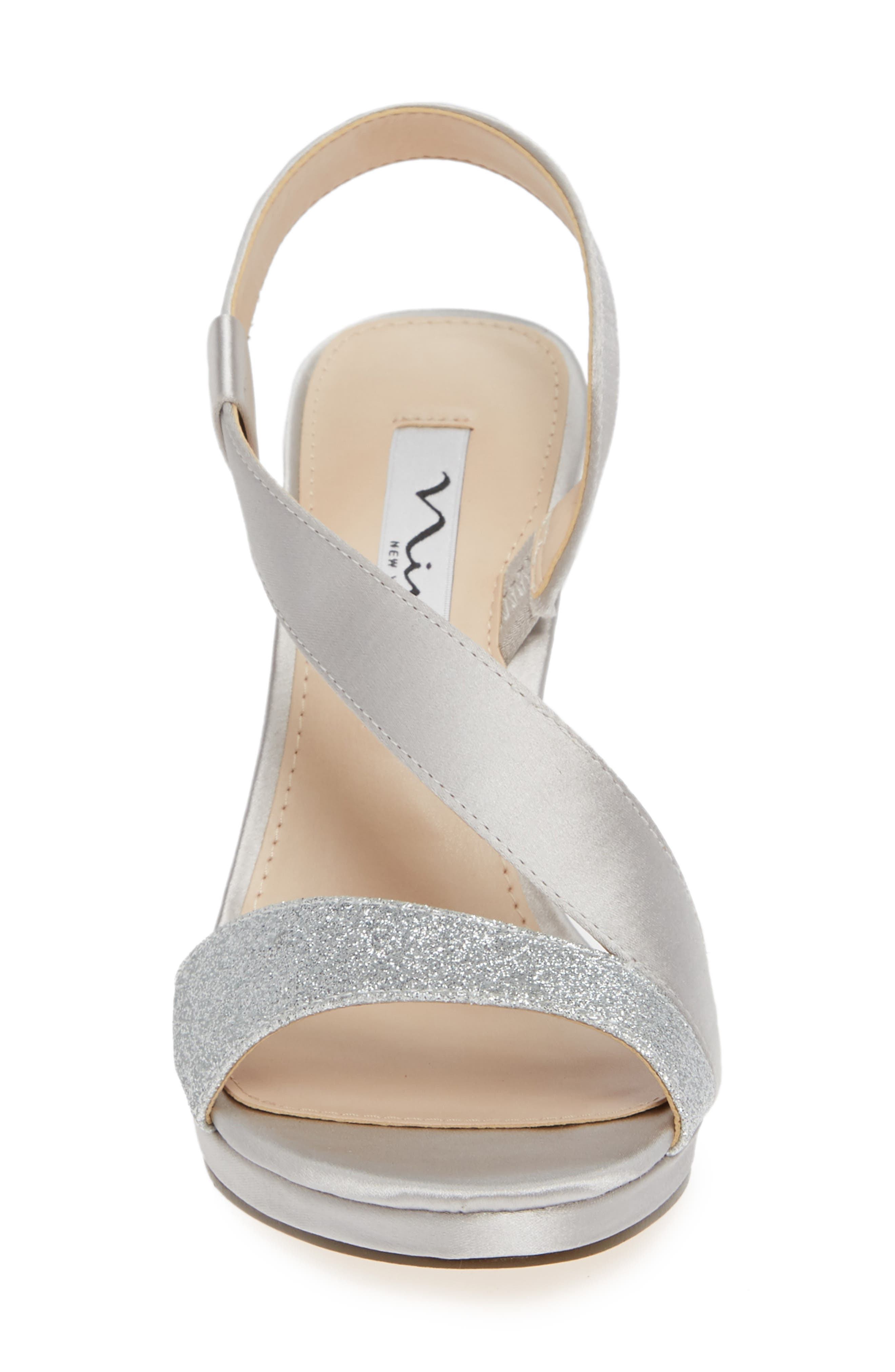 Robina Asymmetrical Sandal, Alternate, color, SILVER SATIN