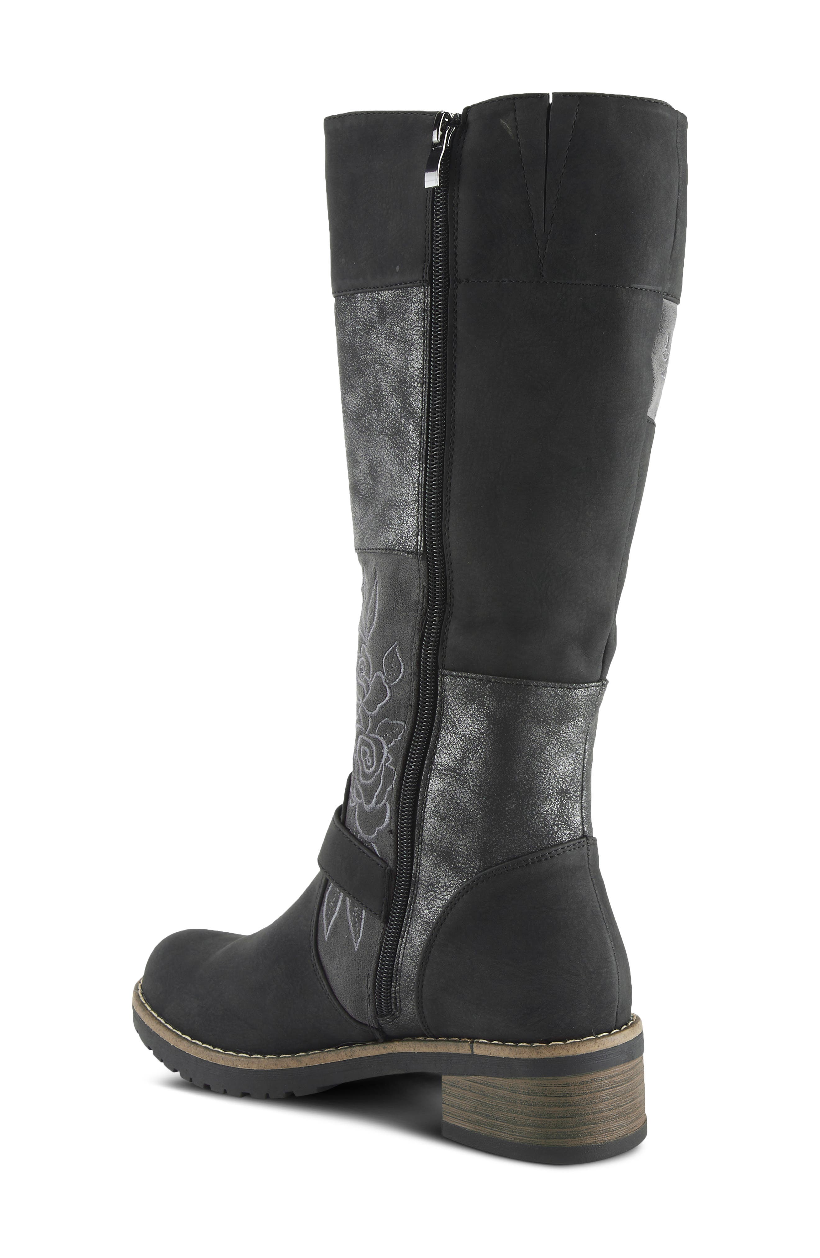 Collage Faux Leather Tall Boot, Alternate, color, BLACK MULTI