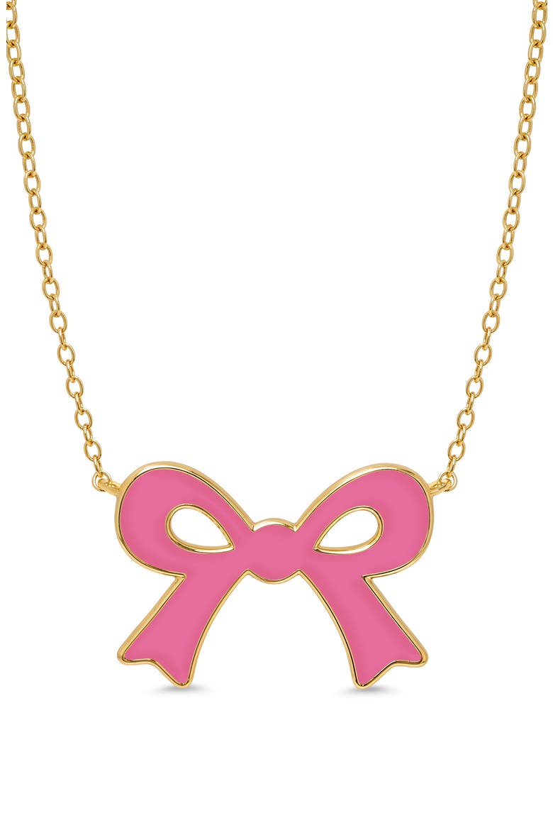 Kids' Flat Bow Pendant Necklace, Main, color, PINK