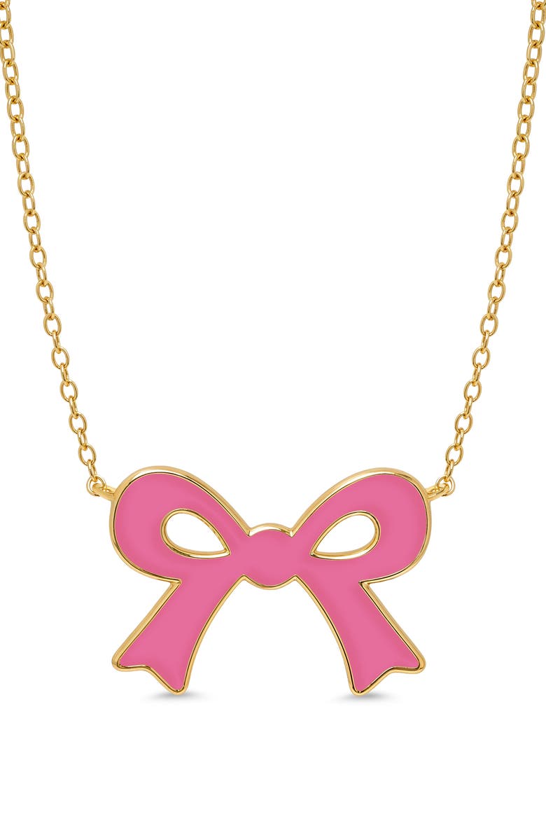 Lily Nily Kids' Flat Bow Pendant Necklace, Main, color, Pink