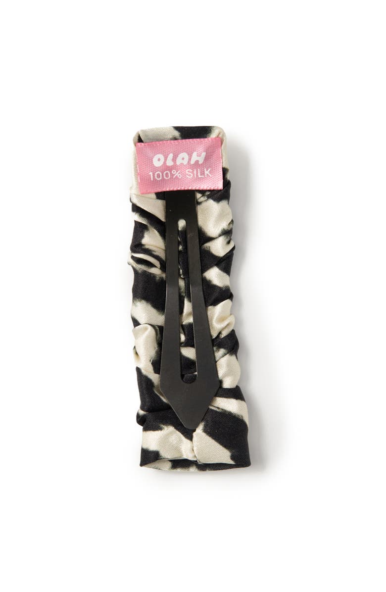 OLAH Zyra Silk Hair Barrette Clip, Alternate, color, Black & White