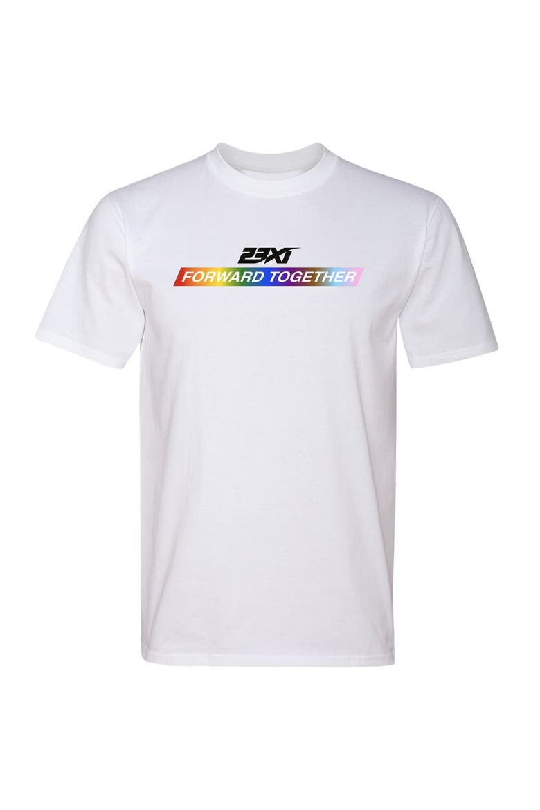 Men's 23XI Racing White Forward Together Pride Tri-Blend T-Shirt, Alternate, color, White