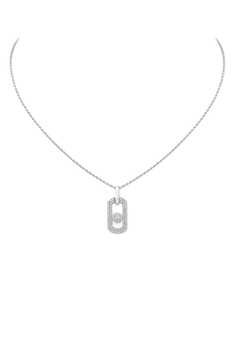 So Move Diamond Pavé 18K Gold Necklace, Main, color, WHITE GOLD