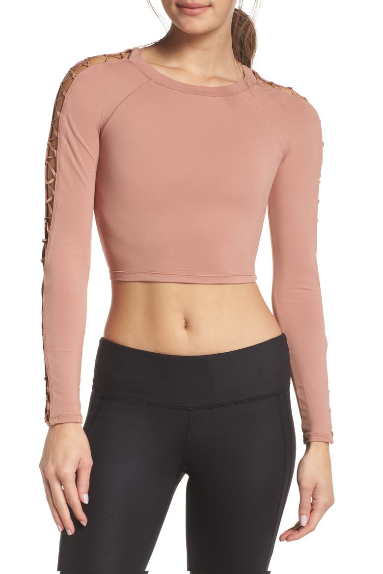 Highline Fitted Crop Top, Main, color, HENNA