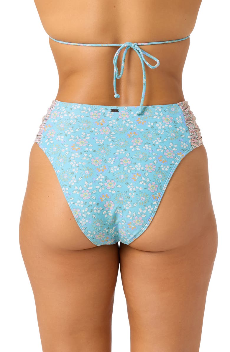 O'Neill Cabella High Waist Bikini Bottoms, Alternate, color, Blue Multi Colored