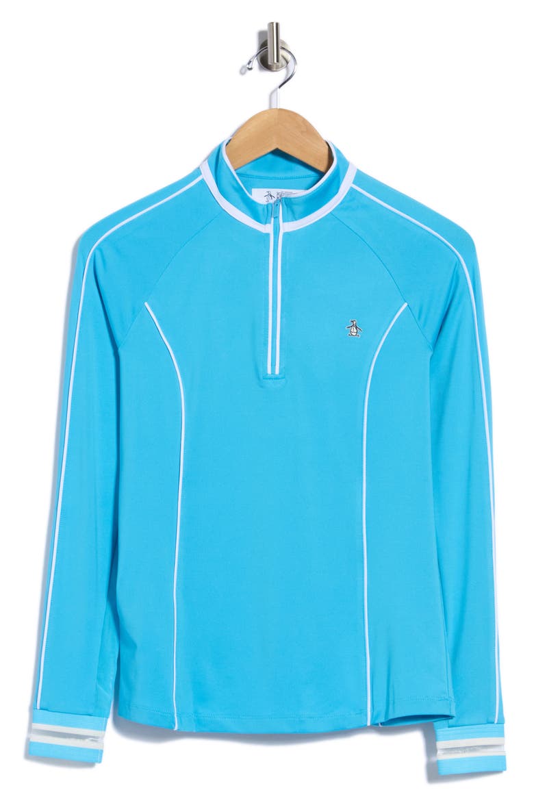 Performance Quarter Zip Long Sleeve Top, Main, color, AQUARIUS