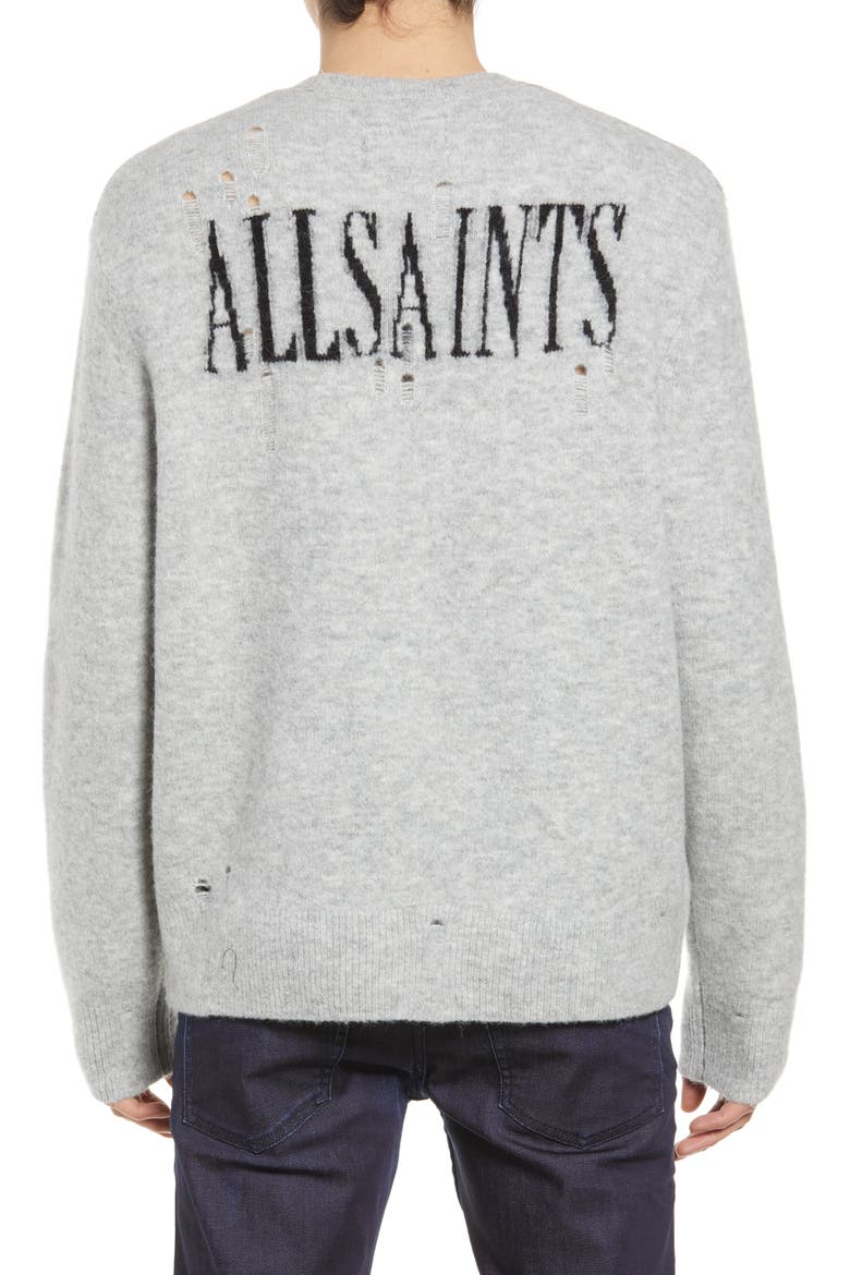 Men's Viper Saints Distressed Intarsia Sweater, Alternate, color, LIGHT GREY MARL