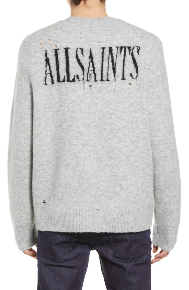 AllSaints Men's Viper Saints Distressed Intarsia Sweater, Alternate, color,