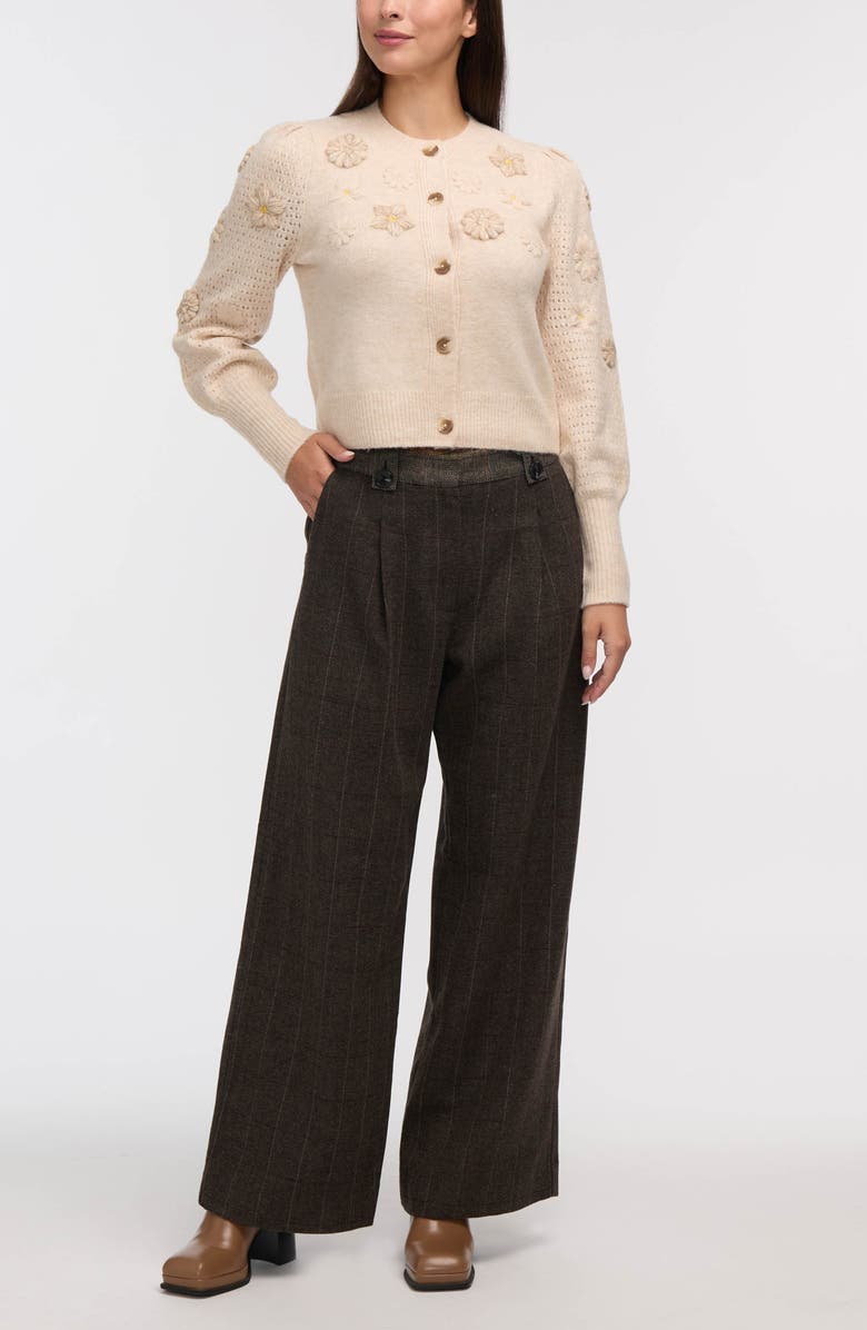 NVLT Herringbone Wide Leg Pants, Alternate, color, Brown