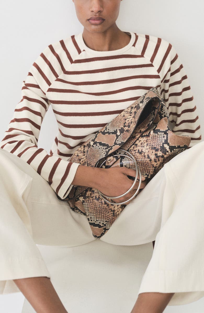 MANGO Stripe Cotton Sweatshirt, Alternate, color, Burnt Orange