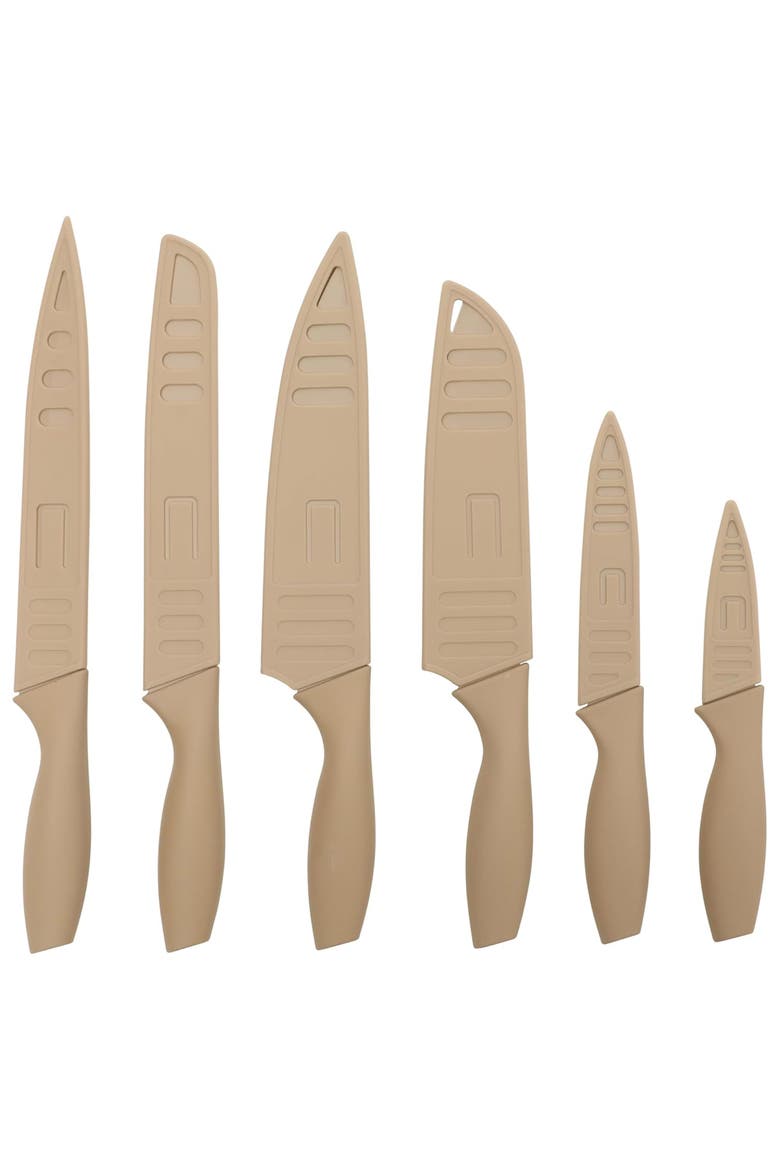 Nonstick Stainless Steel 12 Piece Cutlery Set, Main, color, Beige