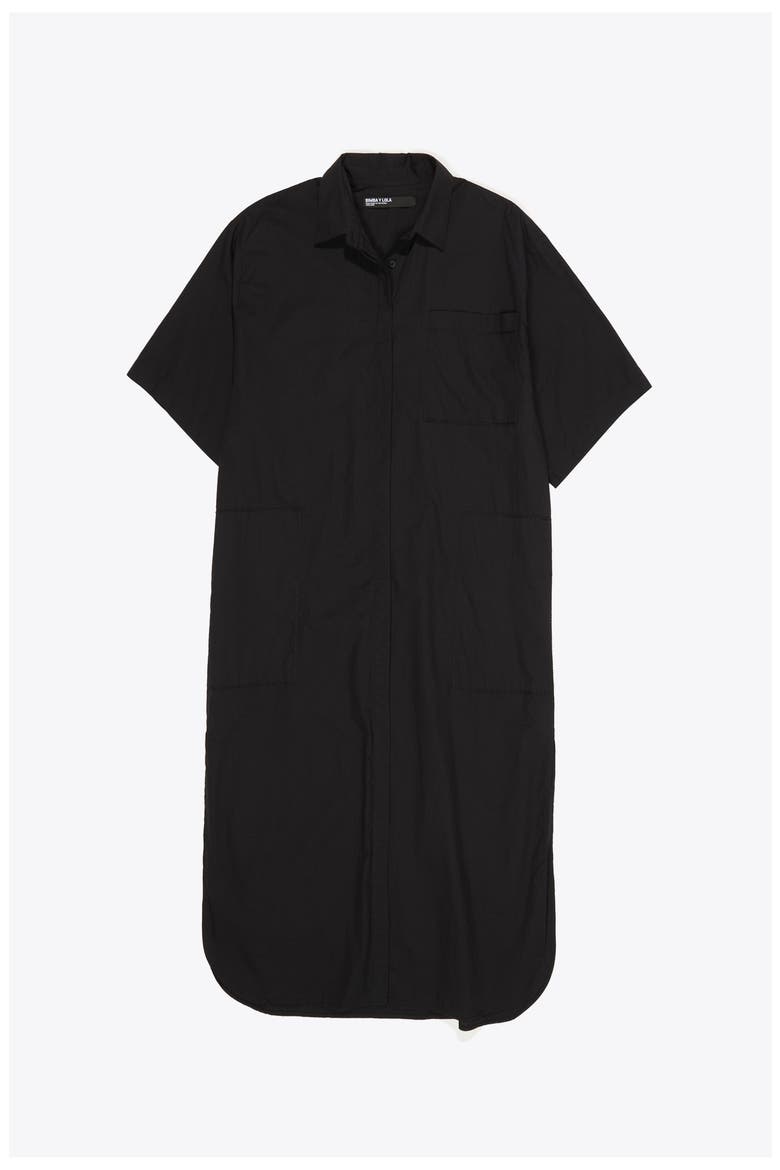 Cotton Embroidered Shirt Dress, Alternate, color, BLACK