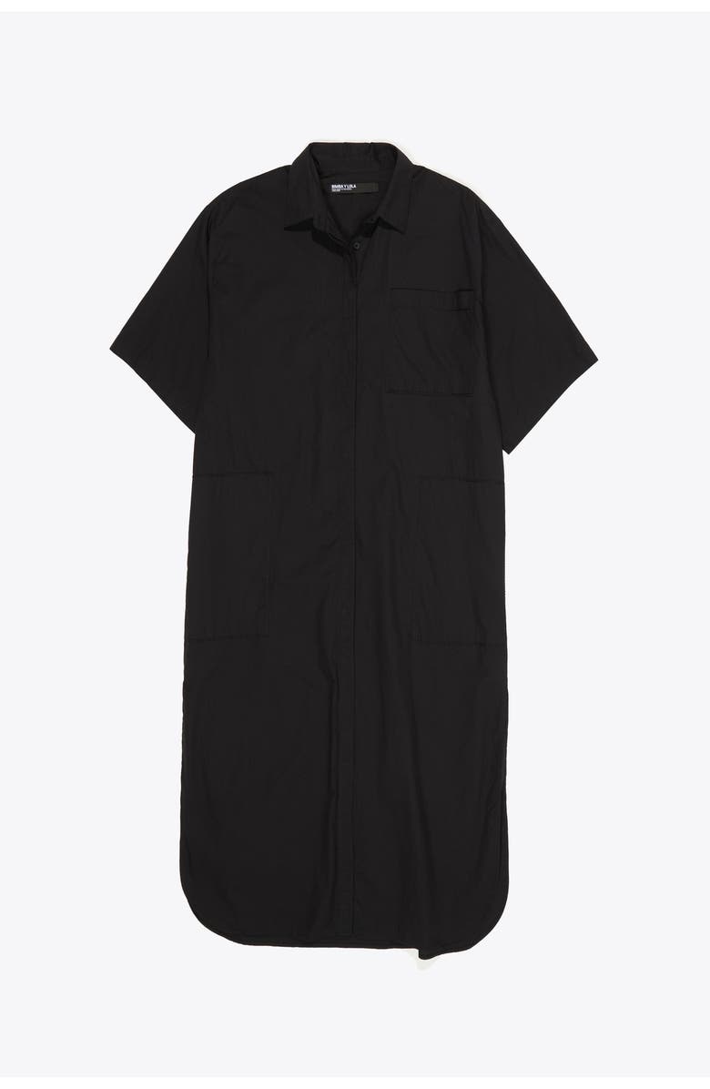 Bimba y Lola Cotton Embroidered Shirt Dress, Alternate, color, Black