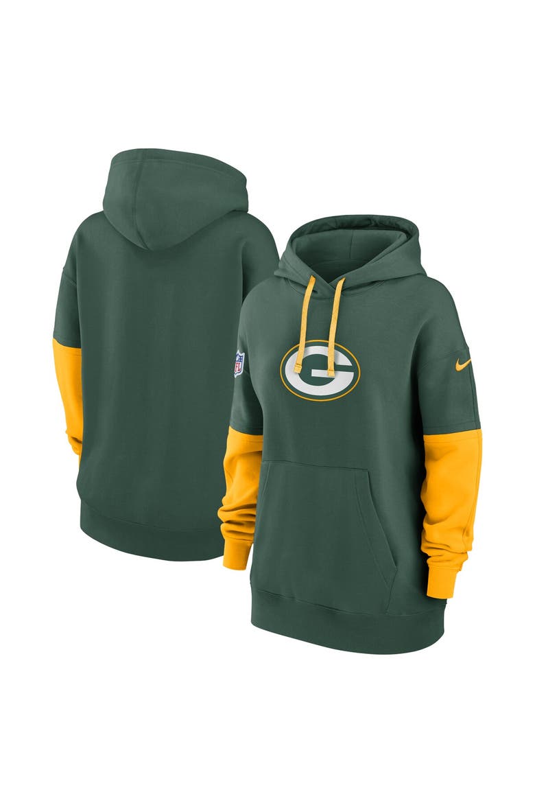 Women's Nike Green Green Bay Packers 2024 Sideline Essential Fleece Pullover Hoodie, Main, color, Green