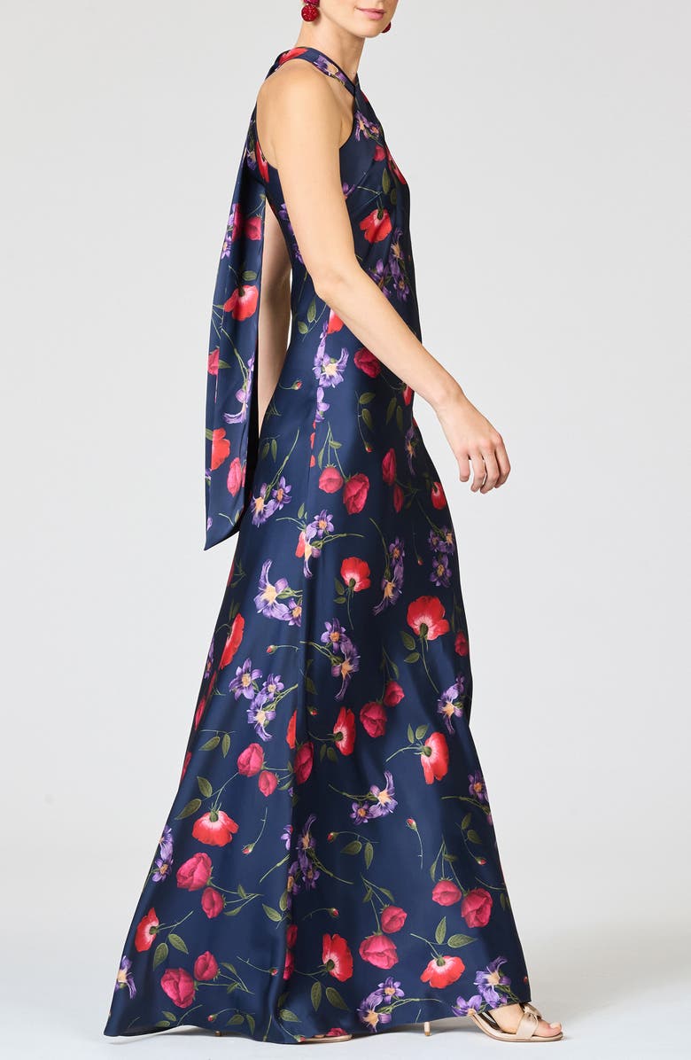 Sachin & Babi Laurant Floral Sleeveless Satin Crepe Gown, Alternate, color, Midnight Jardin