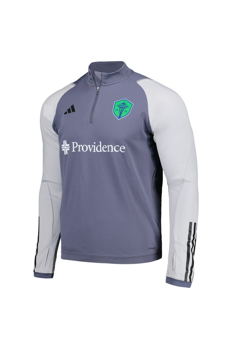 Men's adidas Gray Seattle Sounders FC 2024 On-Field AEROREADY Quarter-Zip Training Top, Alternate, color, Gray