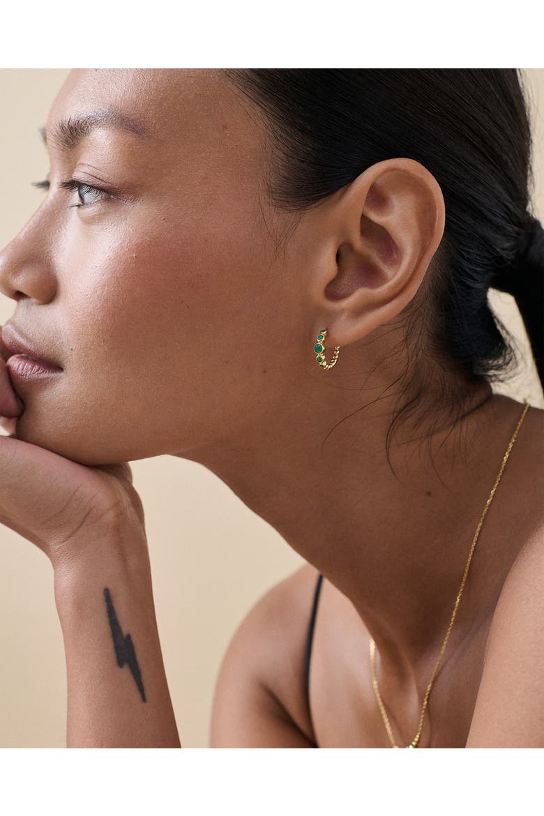 Serena Green Onyx Hoop Earring, Alternate, color, Green Onyx