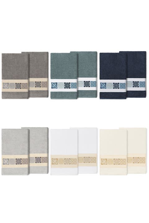 Vivian Embellished Bath Towel - Set of 2 - Dark Gray