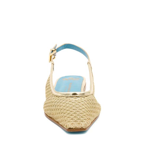 Valentina Rangoni Giulia Sling Bakck Flat In Gold