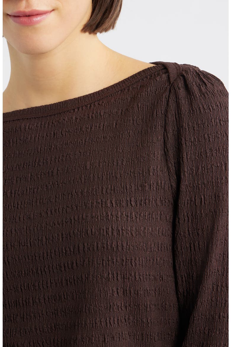 Boat Neck Knit Shirt, Alternate, color, BROWN