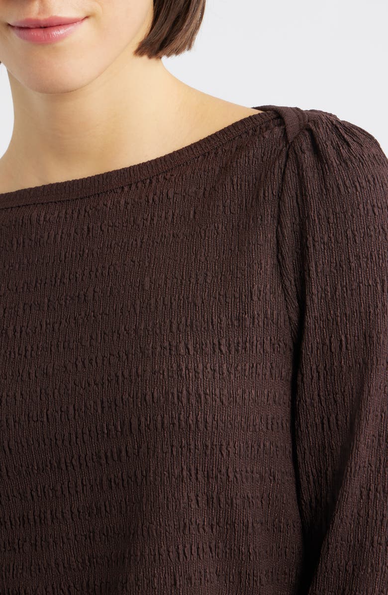 Bobeau Boat Neck Knit Shirt, Alternate, color, Brown