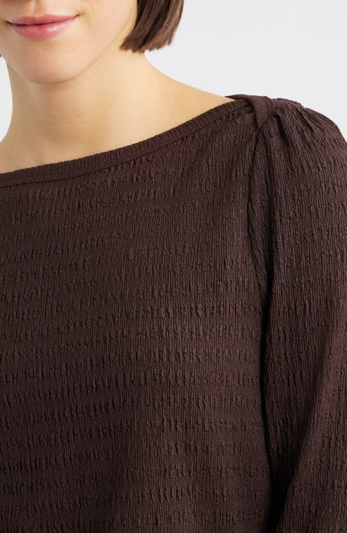 Bobeau Boat Neck Knit Shirt In Brown