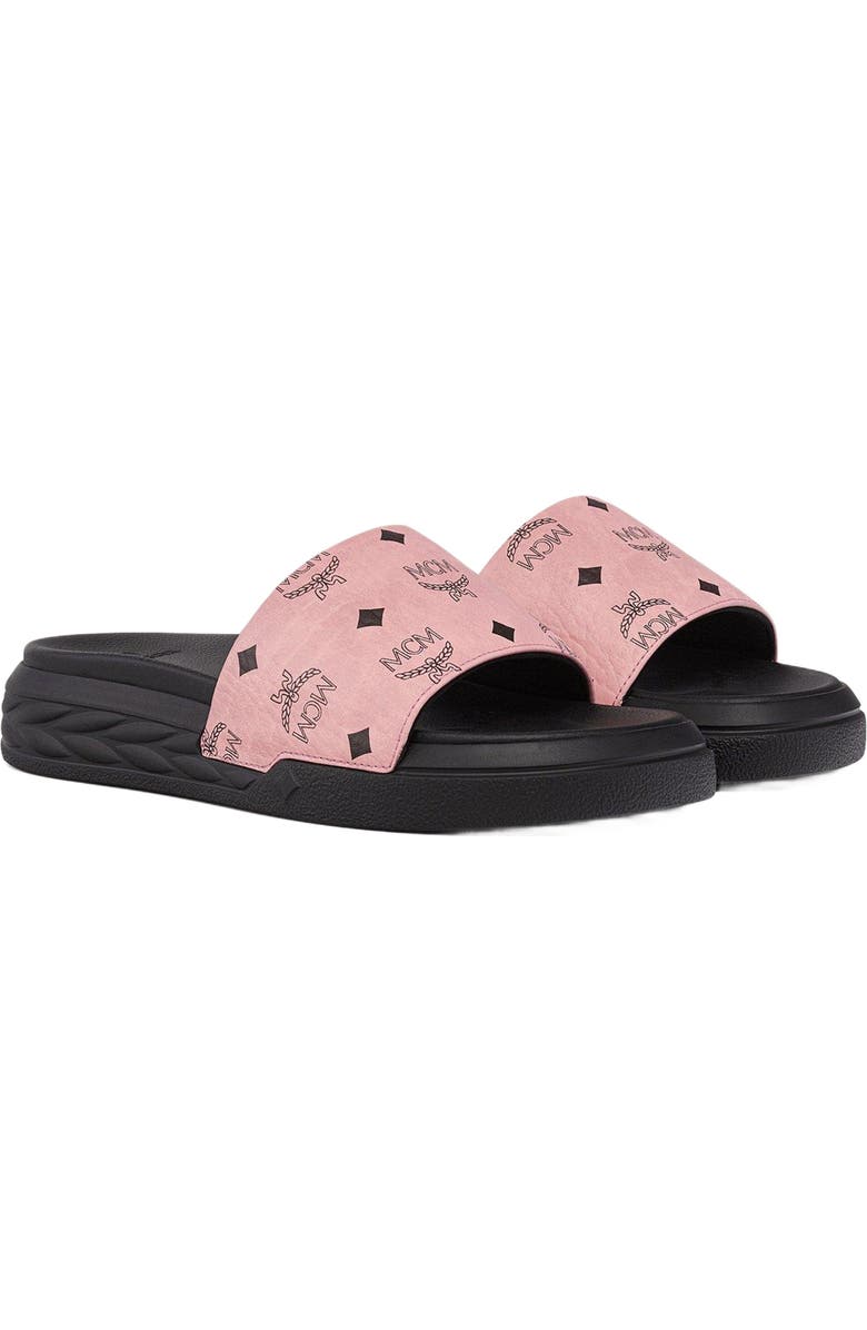MCM Visetos Slide Sandals, Alternate, color, Pink