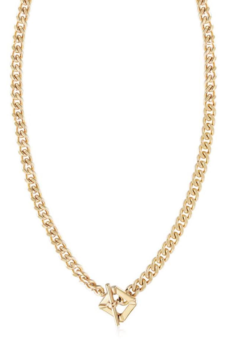 Jane Basch Designs Toggle Pendant Curb Chain Necklace, Main, color, Gold