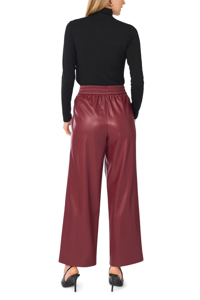 Faux Leather Wide Leg Pants, Alternate, color, TAWNY PORT