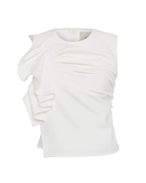 Theo The Label Atlas Bow Scuba Top In Ivory