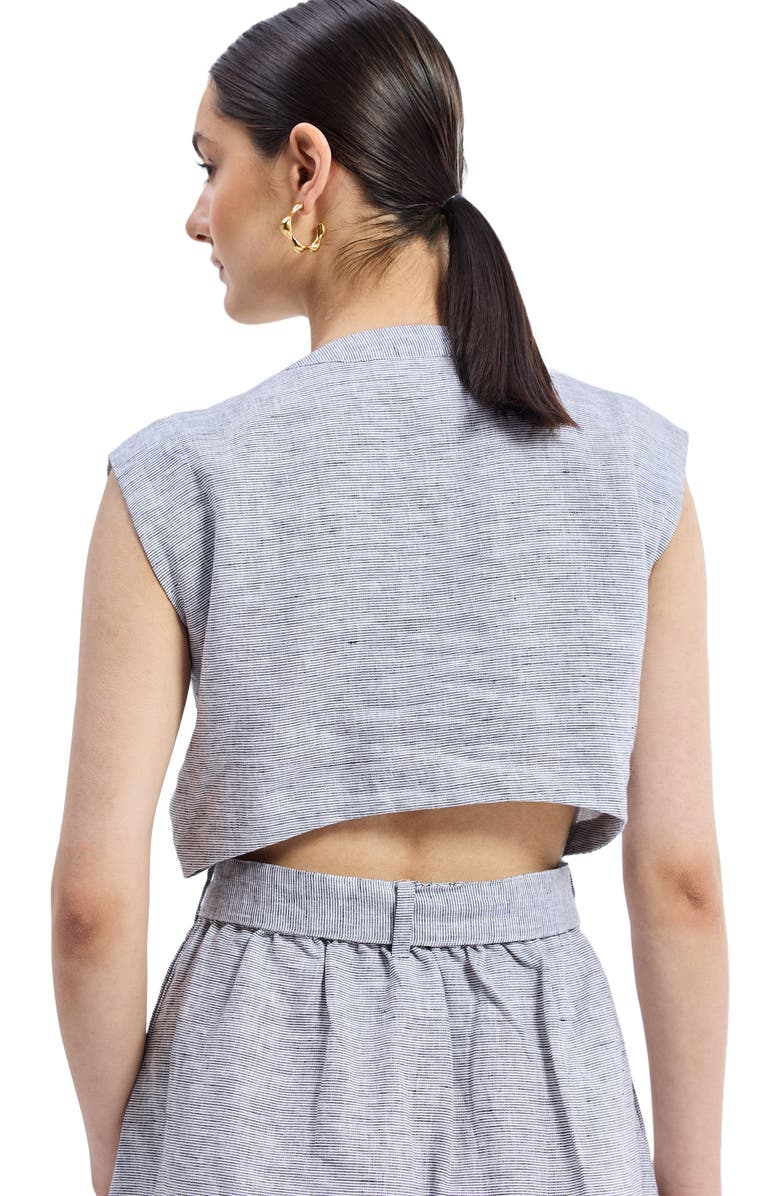 Reistor Back Cut Out Linen Dress, Alternate, color, Pin Striped Linen