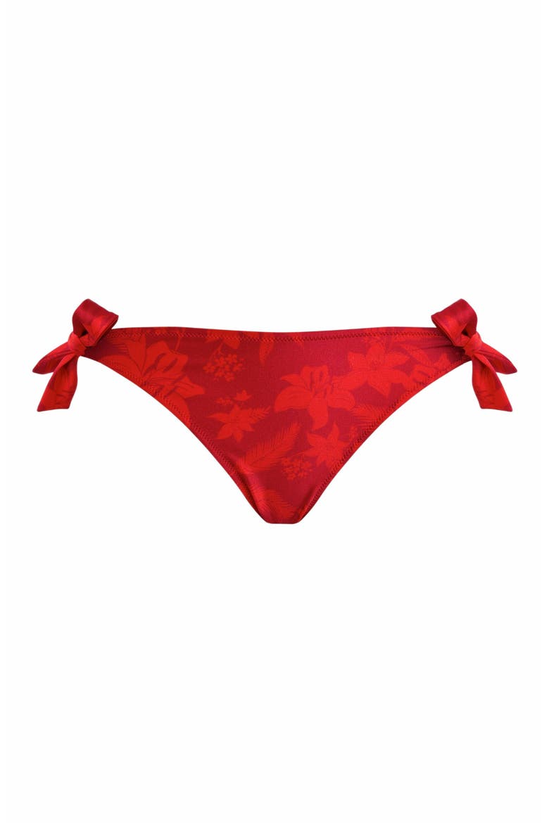 Women's Flower Power Side Tie Bikini Bottom, Alternate, color, LIPSTICK