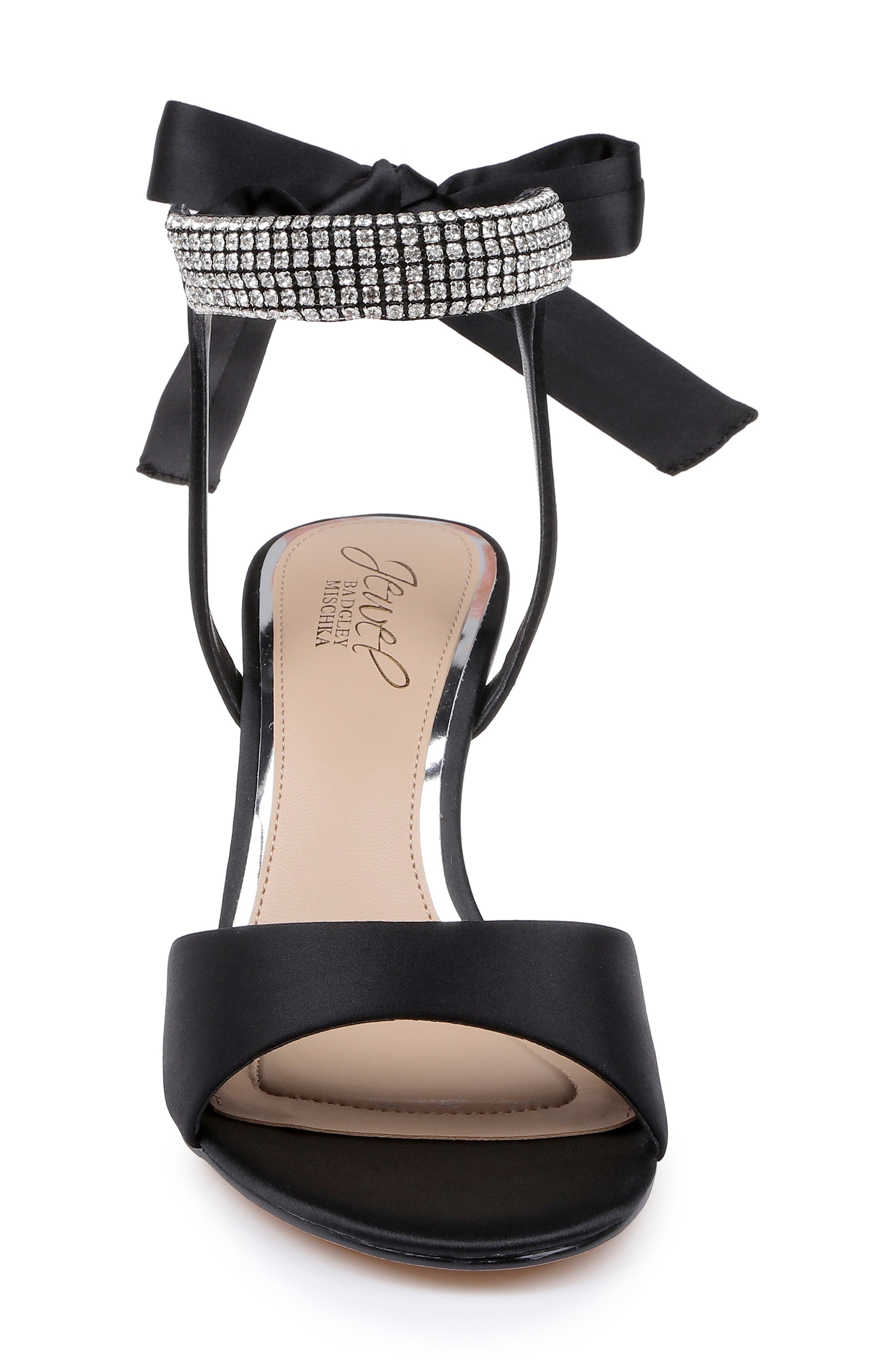 Blake Crystal Ankle Strap Sandal, Alternate, color, BLACK SATIN