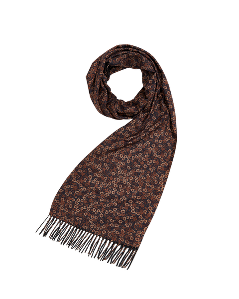 Deco Blooms Ditsy Black Scarf with Tassels