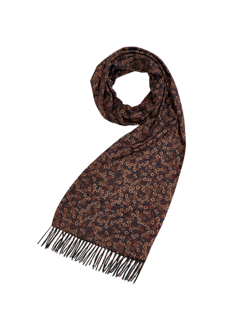 Fable England Deco Blooms Ditsy Black Scarf With Tassels In Black