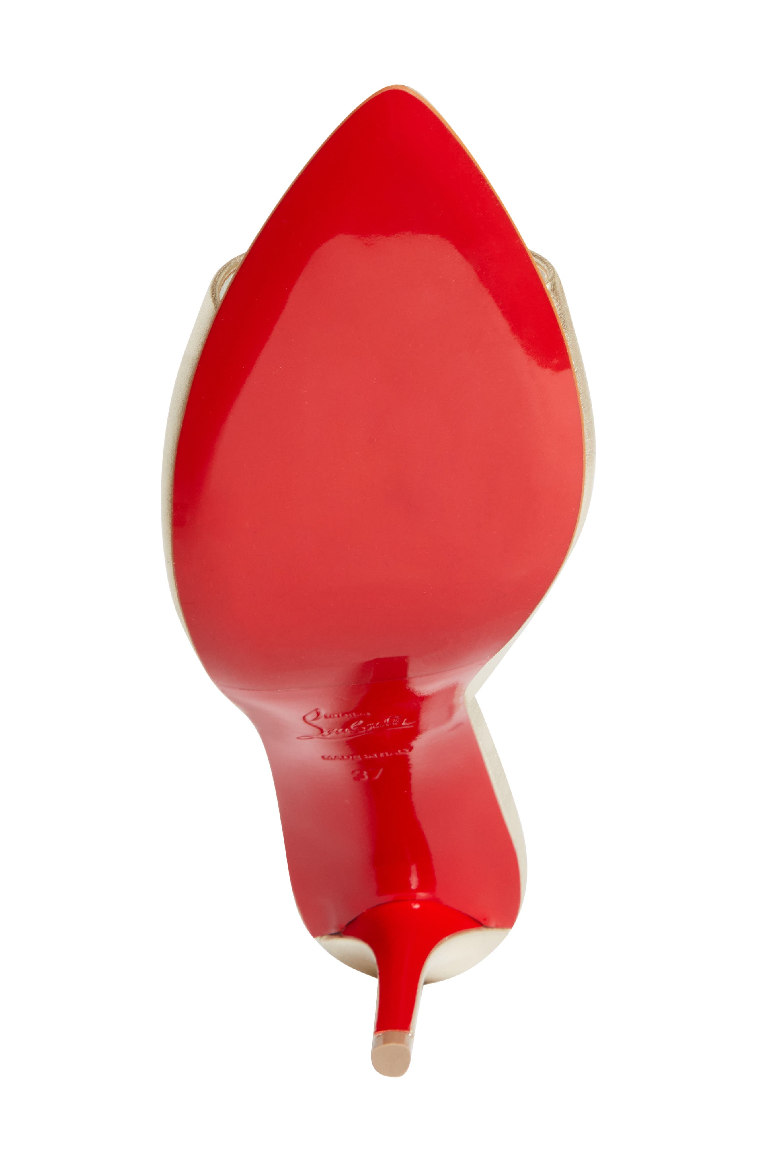 Christian Louboutin Miss Z Metallic Pointed Toe Sandal, Alternate, color, Platino Chiaro